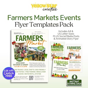 Farmers Market Flyers Design Canva Design. Digital & Printable Editable Flyer Template, Social Media Post. Support Local Farm Leaflet Poster