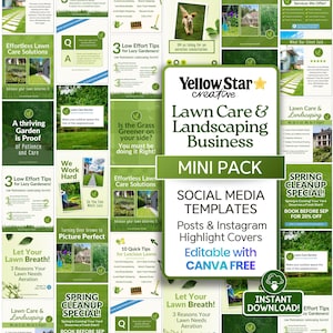 Lawn Care Services & Landscaping Business Mini Instagram Post Templates. 15 Canva Designs for Lawn Maintenance, Yard Work,Garden Maintenance