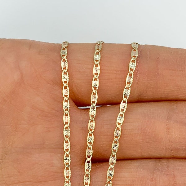 10K Gold Necklace - Tri- Color Valentino Chain 2.0mm , Solid Gold , Yellow Gold , Gold Necklace , 10K Gold Chain , Gifts for her , Real Gold