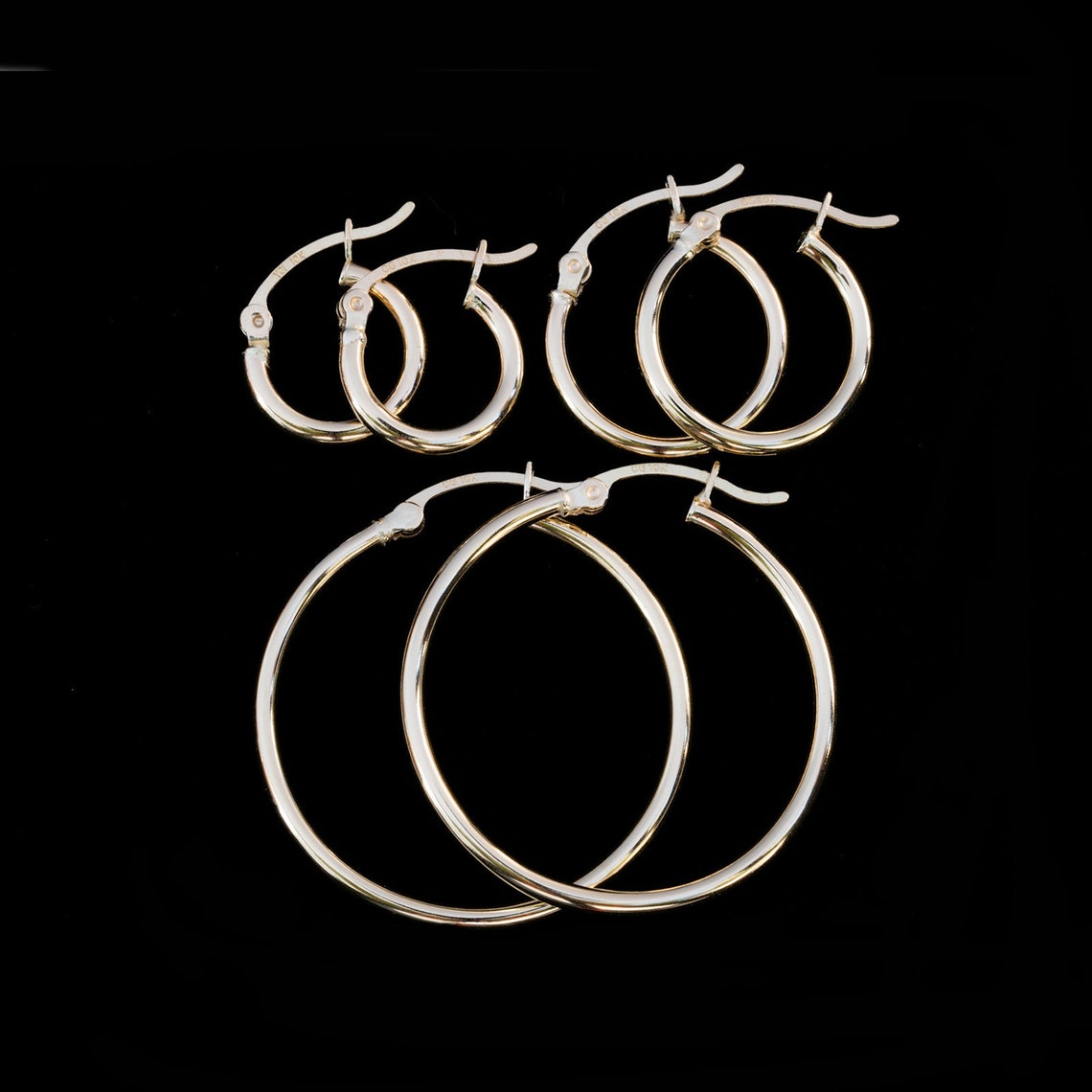 10K Gold Earrings Hoop Earrings Solid Gold Yellow Gold Etsy