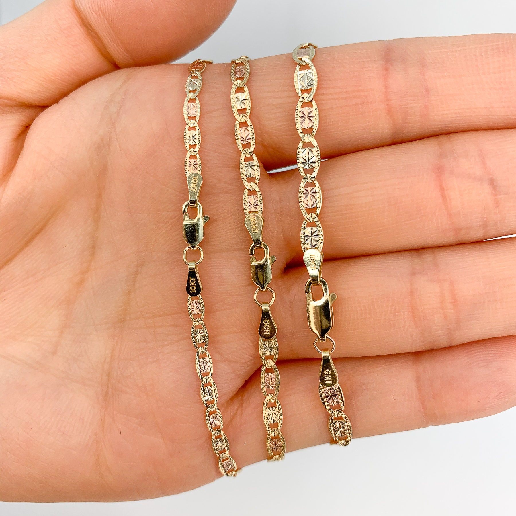 Elegant Gold Bracelet Valentino Link Jewelry Solid Yellow 10K Etsy