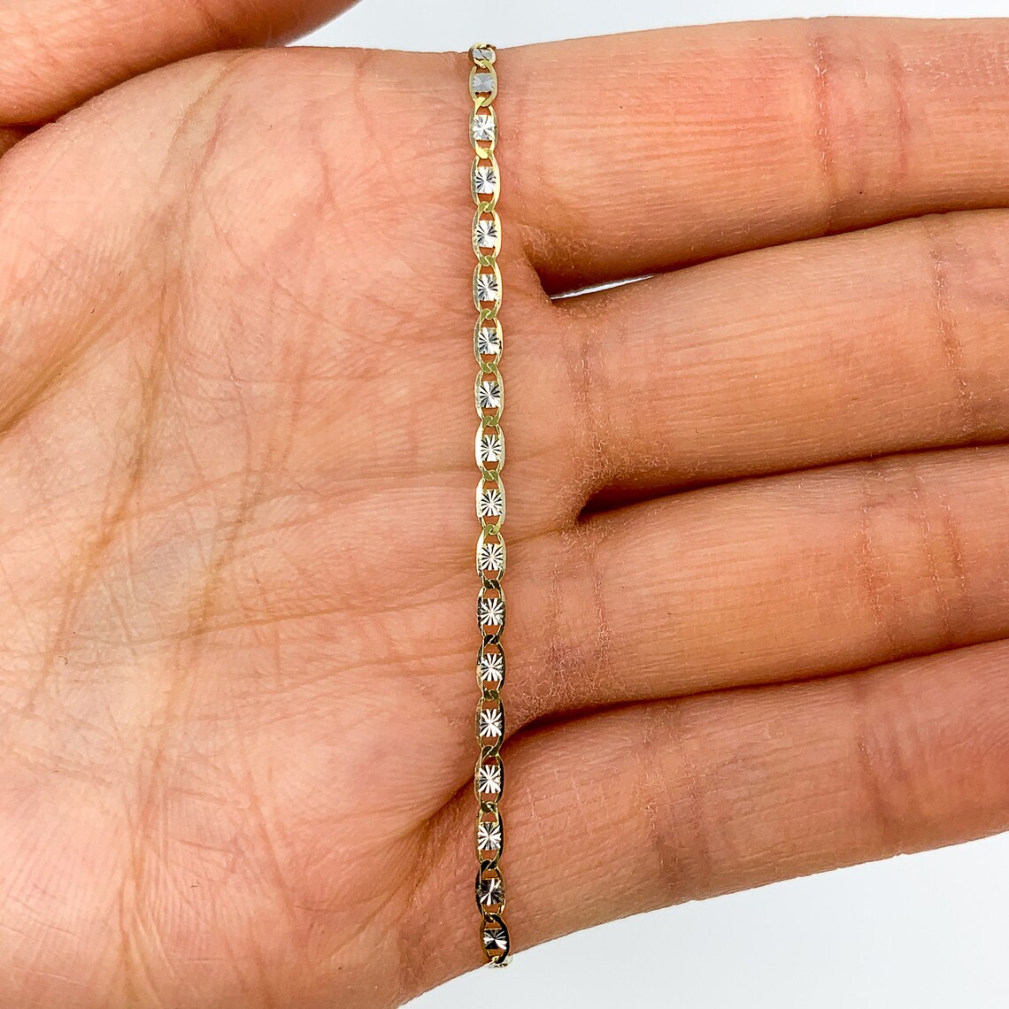 Twocolor Valentino Bracelet 10K Gold Bracelet 2mm Gifts for Etsy