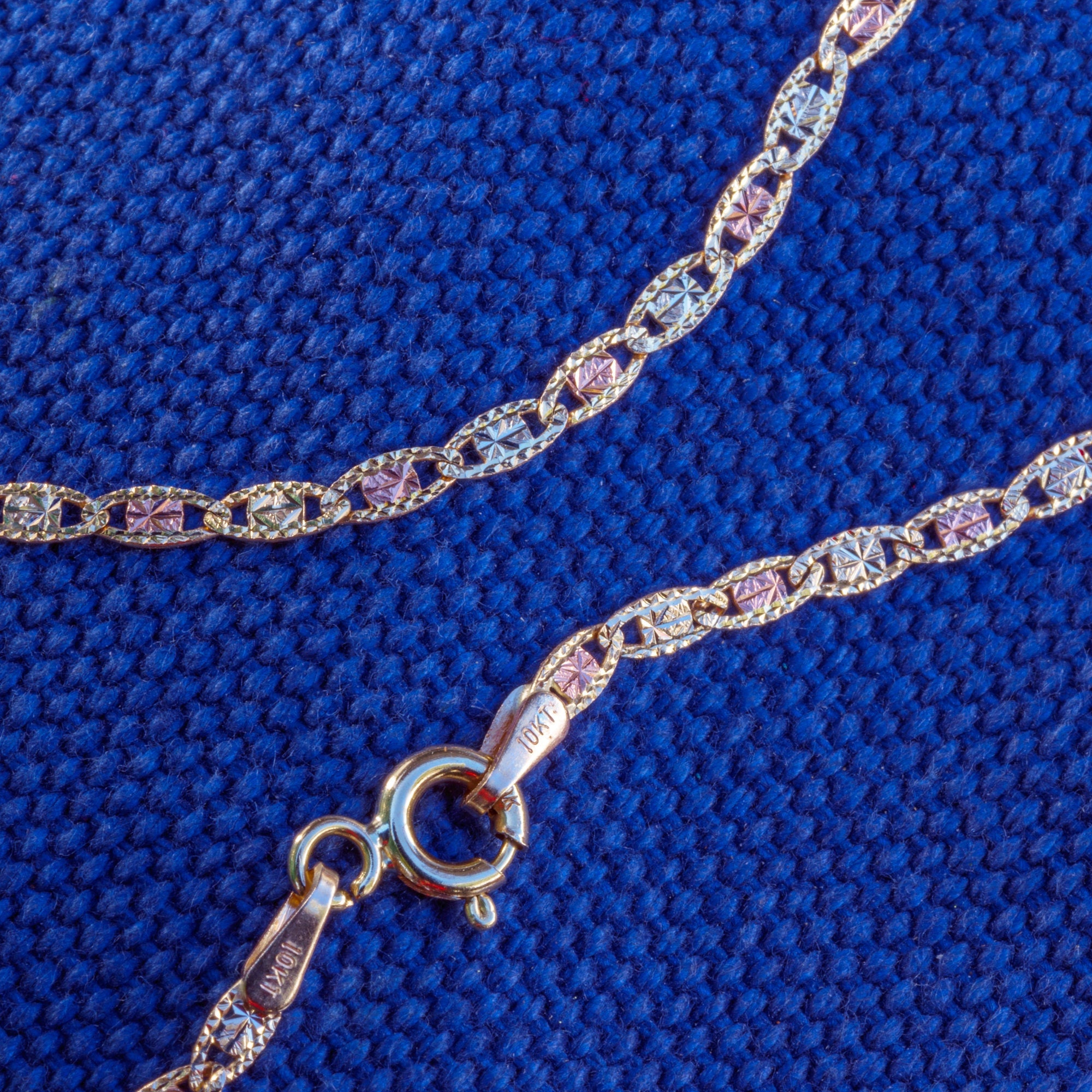 10K Gold Necklace Tri Color Valentino Chain 2.0mm Solid Etsy