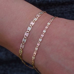 Elegant Gold Bracelet Valentino Link Jewelry Solid Yellow 10K Gold Narrow Luxurious Modern Fashionable Bracelet Bridesmaid Proposal Gift