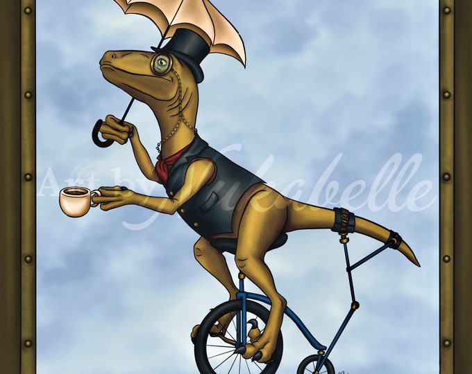 Steampunk Velo-Sir-Raptor photographic print with metallic finish