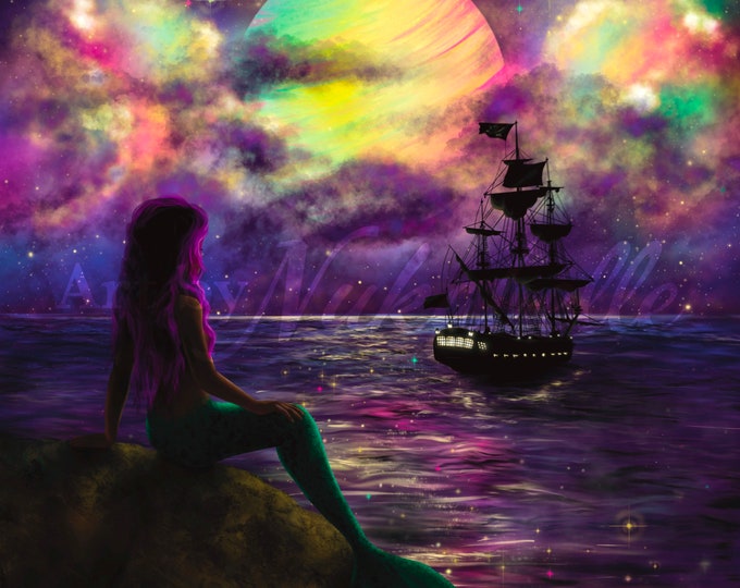 Part of your world. Mermaid art print with metallic finish