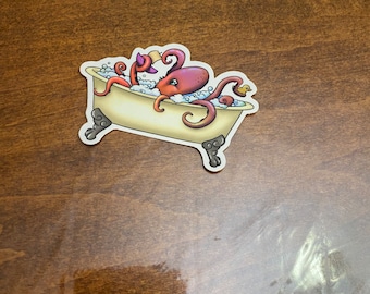 Kraken in the tub holographic sticker