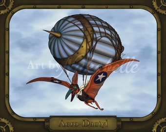 Steampunk Aero-Dactyl Photo Print with Metallic Finish