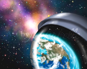 Spaceman photographic art print with metallic finish