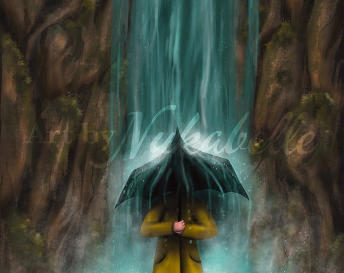 Under the waterfall photographic art print with metallic finish