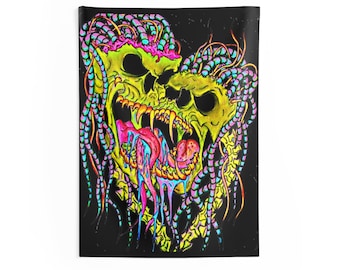 Neon Intertwined Tongues Wall Tapestry