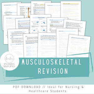 Musculoskeletal Revision - 15 Pages - Nursing / Health Revision