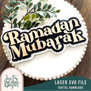 Segno laser Ramadan Mubarak SVG, decorazione islamica svg, segno islamico svg, Ramadan Mubarak svg, decorazione Eid svg, laser Rattan svg, Glowforge svg