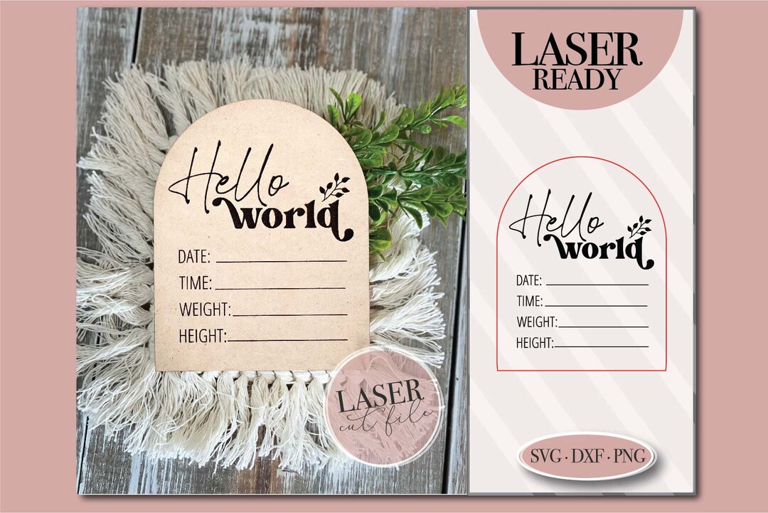 Hello World Svg, Baby Announcement Photo Prop Svg, Birth Stats Svg ...