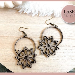 Boho Floral Laser Earrings svg, Laser Earring SVG file, Leather earring svg, Glowforge svg Files, Digital Download, Commercial Use