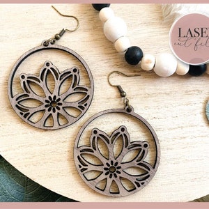 Boho Floral Laser Earrings svg, Laser Earring SVG file, Leather earring svg, Glowforge svg Files, Digital Download, Commercial Use