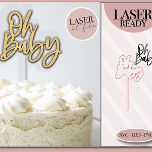 Oh Baby svg, Cake Topper svg, Baby Shower svg, Geslacht onthullen svg, Laser cut bestand, Cake topper cut bestand, Glowforge Cut File
