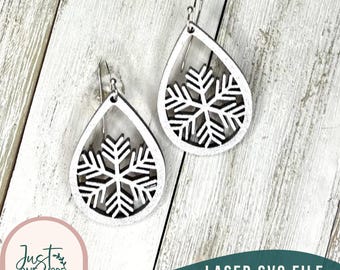 Snowflake Laser Earrings svg, Winter Earrings svg, Snowflake Earrings svg, Laser Earring SVG file, Glowforge svg Files, Digital Download