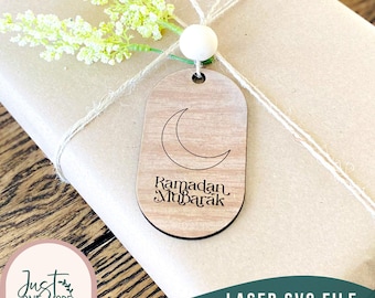 Ramadan Mubarak Gift Tag SVG, Eid Laser Cut File