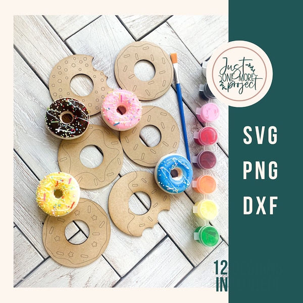 Kits de bricolage donuts, kit de peinture DIY, donut, kit de peinture svg, kit de bricolage pour enfants, fichier découpé au laser, svg Glowforge, cactus svg,