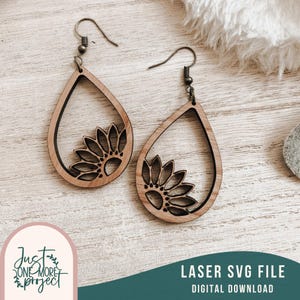 Boho Floral Laser Earrings svg, Laser Earring SVG file, Leather earring svg, Glowforge svg Files, Digital Download, Commercial Use