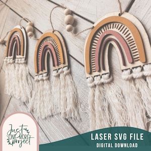 Guirnalda arcoíris bohemia (SVG), colgante de pared de macramé (SVG), macramé arcoíris bohemio (SVG), compatible con Glowforge, SVG láser, compatible con láser, descarga digital