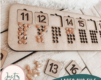 Montessori Number Board 11 - 21 SVG File, Montessori laser svg, Montessori Counting svg, Preschool Educational Tool, Glowforge SVG files