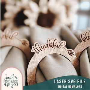 SVG de servilletero para Acción de Gracias, SVG de soporte para servilletas, SVG de decoración de mesa, SVG de agradecimiento, archivo SVG para Glowforge, archivo SVG para láser, uso comercial