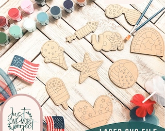 Vaterländische DiY Craft Kits, 4. Juli DIY Paint Kit, DIY Paint Kit svg, DIY Bastelkit für Kinder, Laser Cut Datei, Glowforge svg , 4. Juli svg
