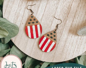 Amerikanische Flagge Ohrringe svg, Patriotische Laser Ohrringe svg, 4. Juli Ohrringe svg, Glowforge svg-Dateien, digitaler Download, kommerzielle Nutzung