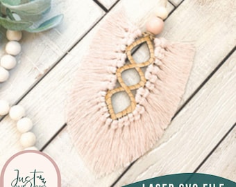 Makramee Feder Vorlage SVG-Datei, Makramee Wandbehang svg, Boho Makramee Feder svg, Makramee schneiden Datei, Glowforge bereit, digitaler Download