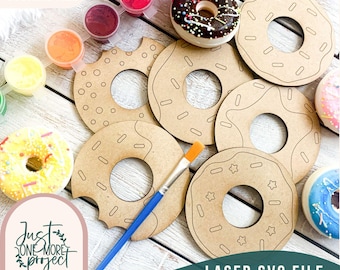 ドーナツ DIY クラフト キット、ドーナツ DIY ペイント キット、DIY ペイント キット svg、子供用 DIY クラフト キット、レーザー カット ファイル、Glowforge svg、サボテン svg、