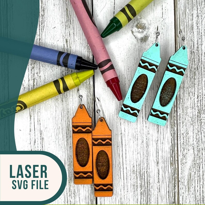 Krijt oorbellen lasergesneden, krijt oorbellen, lasergesneden oorbellen, leraar oorbellen svg, leraar waardering SVG, GLowforge svg, laser-SVG afbeelding 3