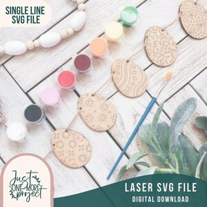 Easter Egg DIY Garland svg, Easter Crafts, DIY Easter Garland svg, DiY Paint Kit svg, DIY Craft Kit for Kids, Single Line File, Laser svg