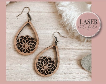 Boho Floral Laser Earrings SVG, Glowforge Files (Digital Download)