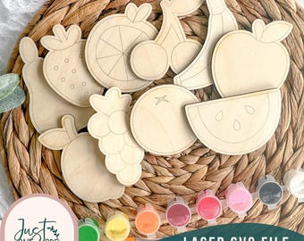 Fruit SVG Bundle | 10 Fruit Laser Cut Files | Glowforge SVG | Kitchen Decor | Kids Craft | Cricut SVG | Digital Download
