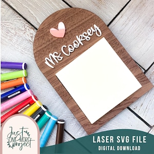 Sticky Note Holder svg, Teacher Sticky Note Pad holder svg, Post it Note holder svg, Teacher Note Pad svg, Glowforge ready, laser cut file,