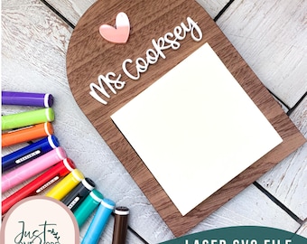 Sticky Note Holder svg, Teacher Sticky Note Pad holder svg, Post it Note holder svg, Teacher Note Pad svg, Glowforge ready, laser cut file,