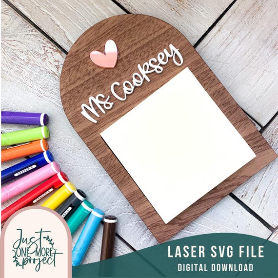 Sticky Note Holder svg, Teacher Sticky Note Pad holder svg, Post it Note holder svg, Teacher Note Pad svg, Glowforge ready, laser cut file, 