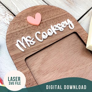 Sticky Note Inhaber svg, Lehrer Sticky Note Pad Inhaber svg, Post-it Note Inhaber svg, Lehrer-Notizblock svg, Glowforge bereit, Laser geschnitten Datei, Bild 2