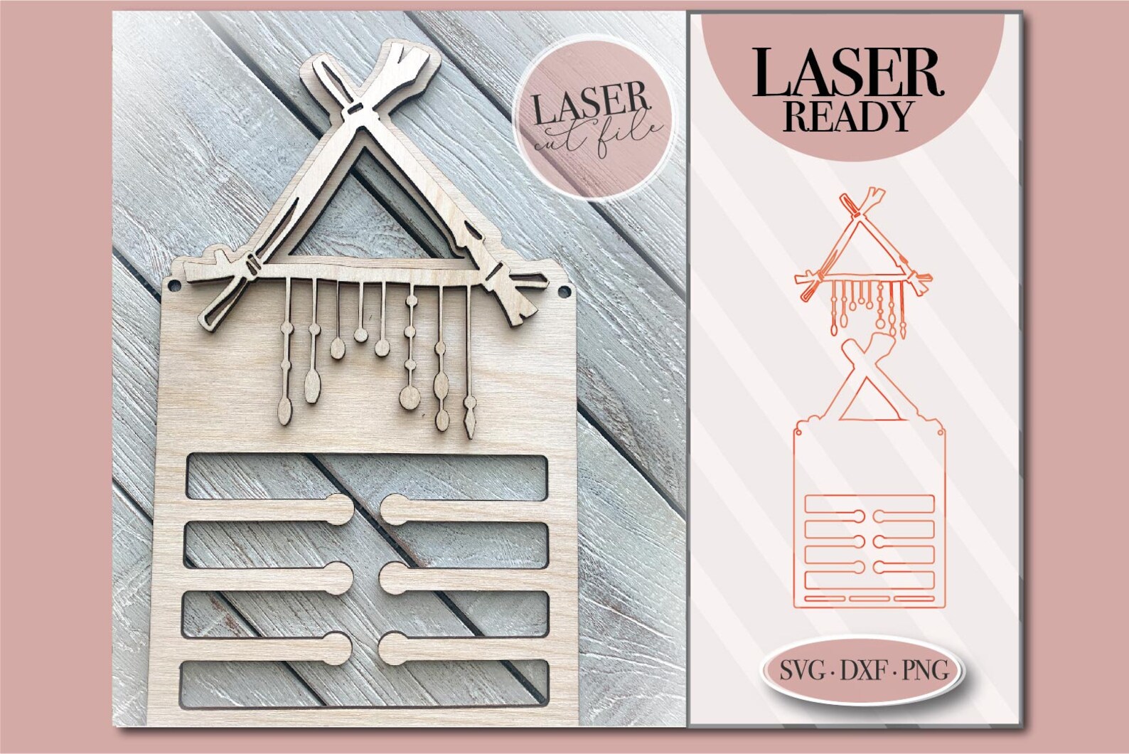 Boho Bow Holder Svg Hair Bow Hanger Ready Laser Etsy