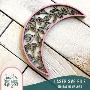 Crescent Moon Laser svg, Floral Moon svg, Boho Moon svg, Floral Laser svg, Glowforge Ready, Laser cut file, Commercial Use