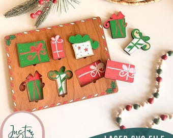 Christmas Present Puzzle SVG, Laser Cut Kids Craft (Digital Download)