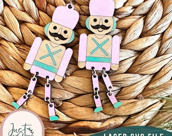 Nutcracker Earrings SVG, Christmas Earrings Template, Laser Cut Jewelry File