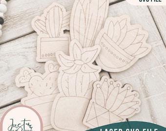 Kaktus DiY Bastelkits, Kaktus DIY Lackkit, DIY Paint Kit svg, DIY Bastelkit für Kinder, Laser-Cut-Datei, Glowforge svg, Kaktus svg,