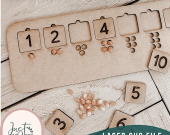 Montessori Number Board 1-10 svg file, Montessori SVG laser svg, Montessori Counting svg, Preschool Educational Tool, Glowforge SVG files