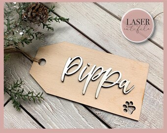 Pet Stocking Tag Laser Cut File (SVG, DXF, PNG)