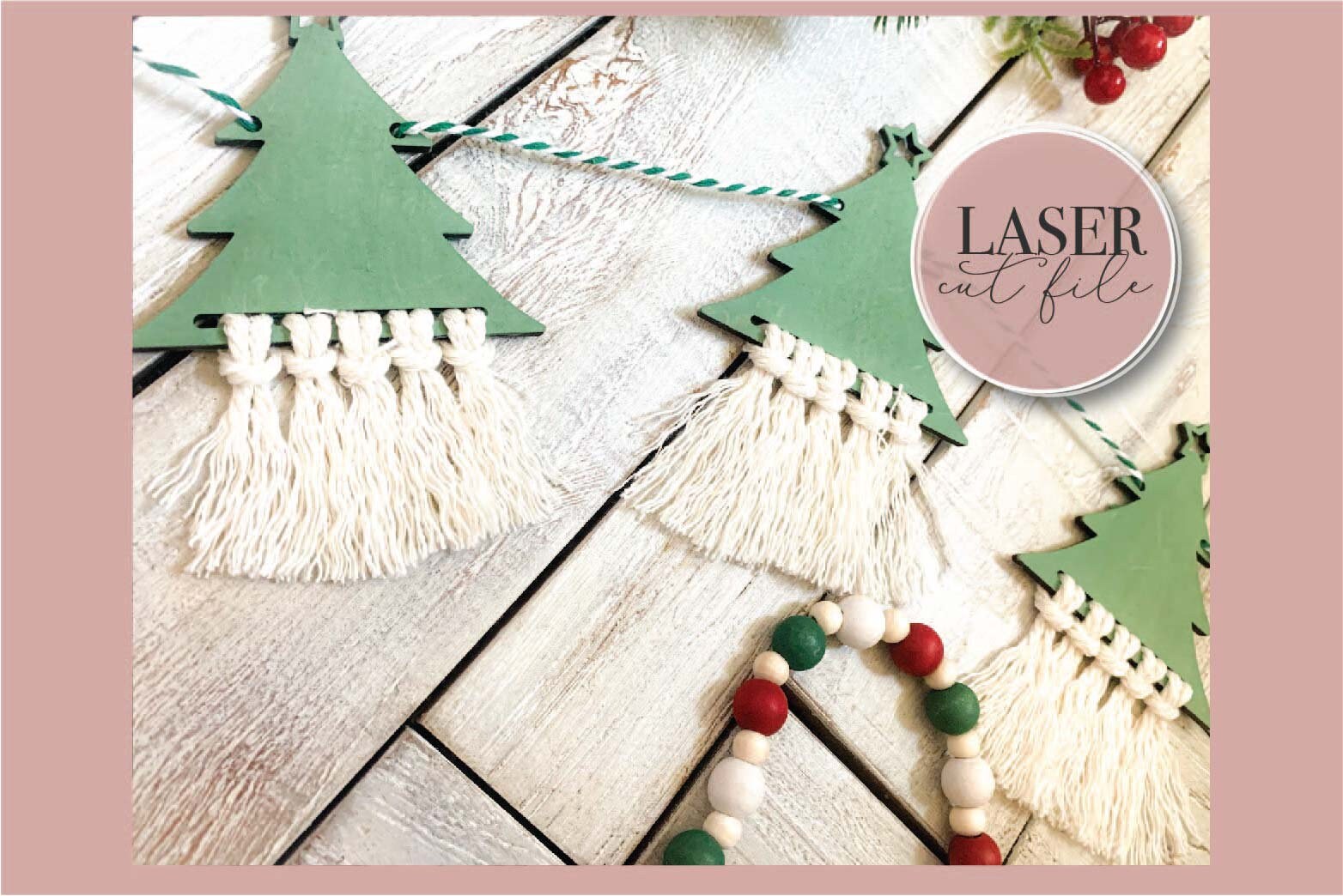 Boho Christmas Tree Garland Svg Macrame Wall Hanging Svg - Etsy