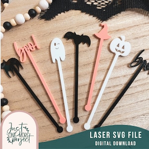 Halloween Drink Rührstäbchen svg, Drink Rührstäbchen svg, Halloween Swizzle Rührstäbchen, Laser Cut Datei, Glowforge svg Datei, Laser svg Datei