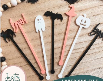 Halloween Drink Stir Sticks svg, Drink Stirrer Sticks svg, Halloween Swizzle Stir Sticks, Laser Cut file, Glowforge svg file, Laser svg file
